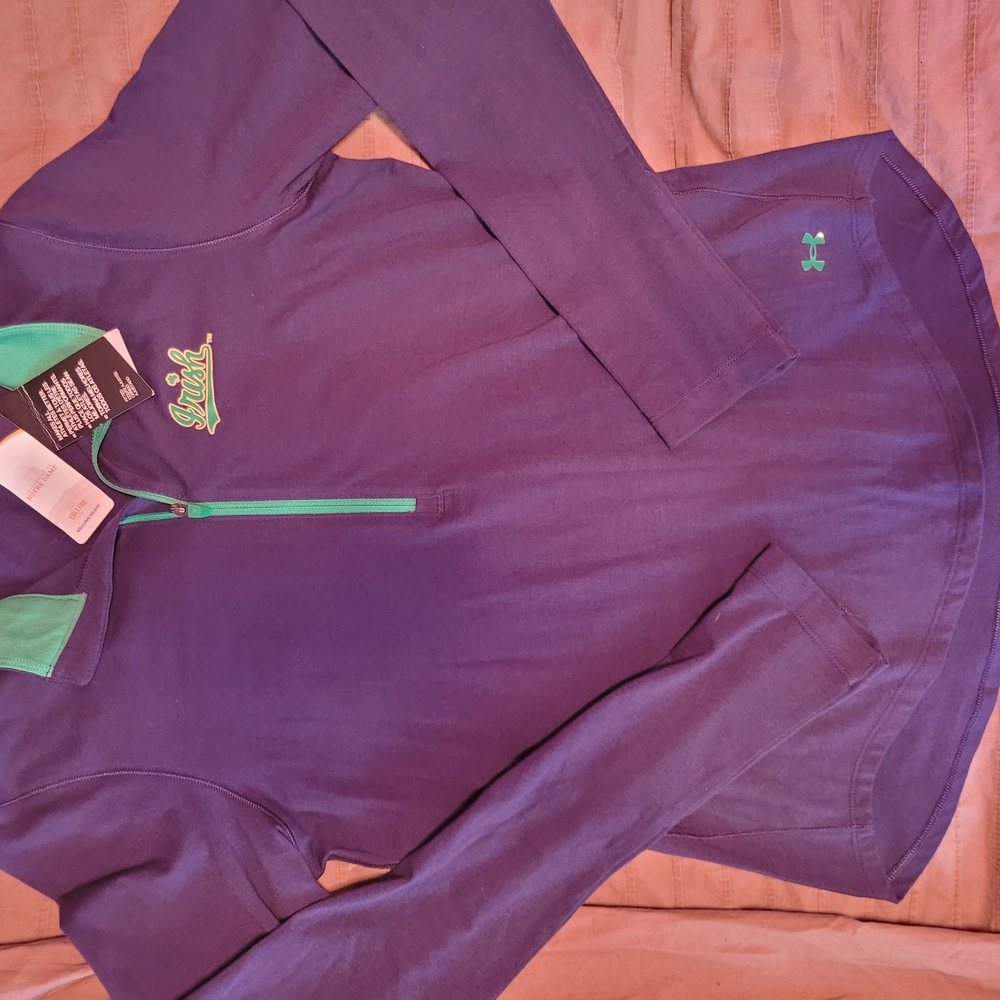 Under Armour Purple and Green Quarter-Zip Pullover